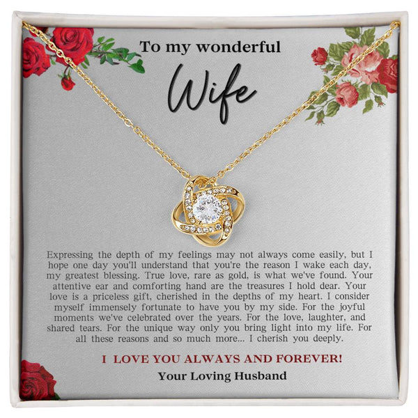 To My Wonderful Wife - Love Knot Necklace