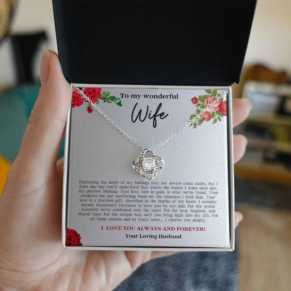 To My Wonderful Wife - Love Knot Necklace