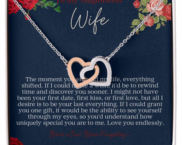To My  Magnificent Wife - Interlocking Hearts Necklace
