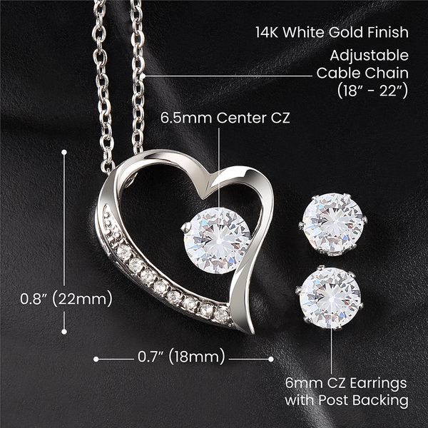 To My Wife - Forever Love Necklace and Cubic Zirconia Earring Set